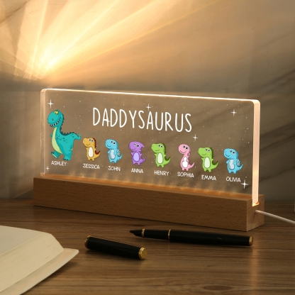 8 Names - Personalised Cute Dinosaur Pattern Beautiful Table Lamp Father's Day Gift for Dad