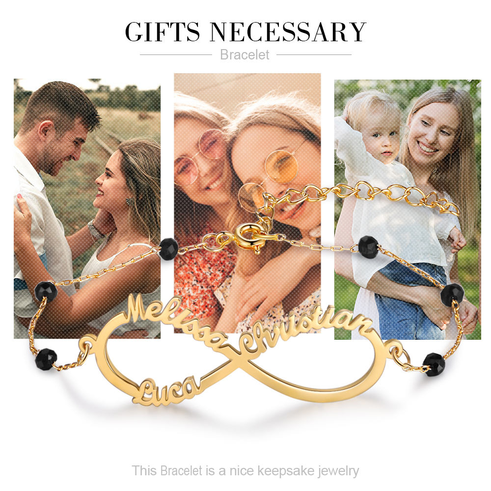 Personalised Infinity Bracelet Custom 3 Names Bracelet Gift For Women | Jessemade
