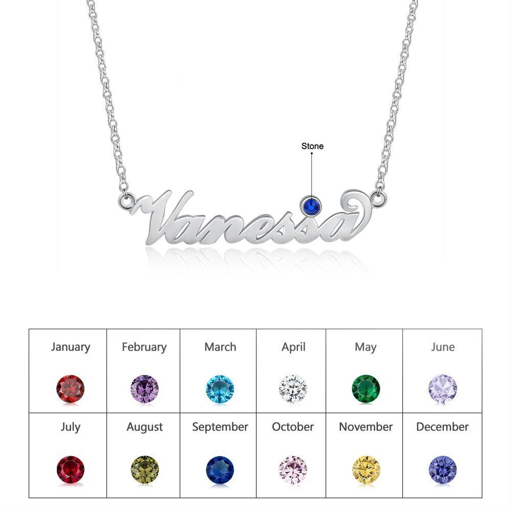 Custom Birthstone Name Necklace