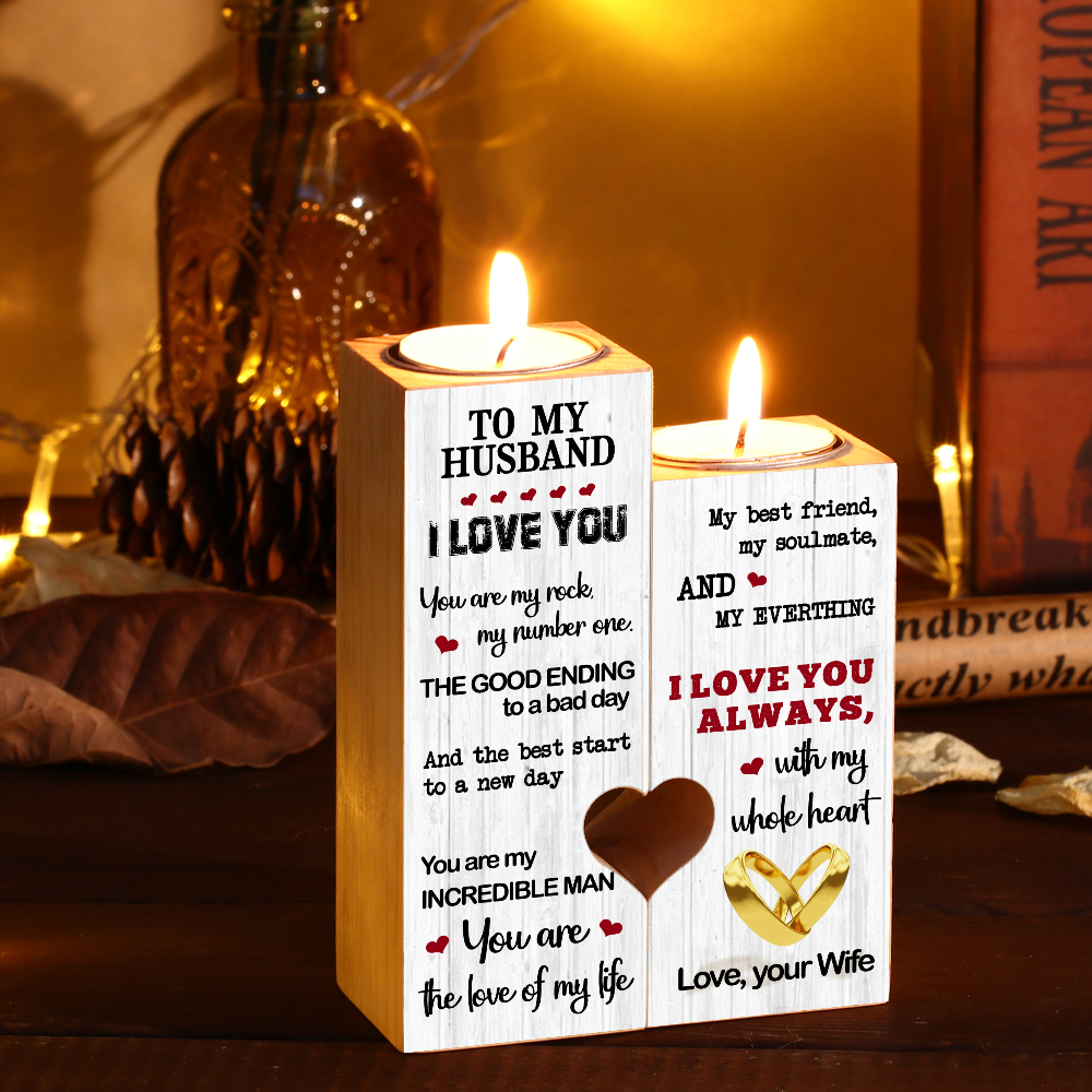 To My Husband Couple Candle Holder "You are my incredible man" Candlesticks