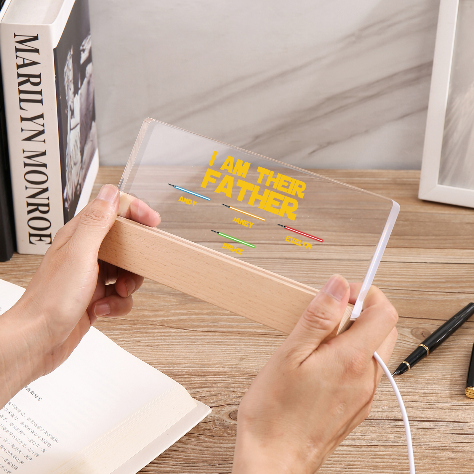 4 Names-Personalised Star Wars Logo Table Lamp-I am their dad-Father's Day Gift For Dad