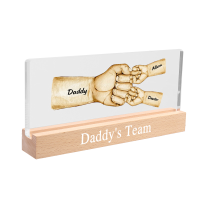 3 Names - Personalised Fist Bump Pattern Table Lamp Customized Text Father's Day Gift for Dad