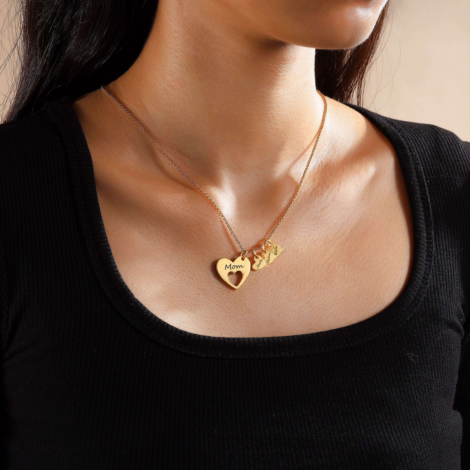 2 Names - Personalised Love Pendant Necklace with Gift Box Customized Name Gift for Her