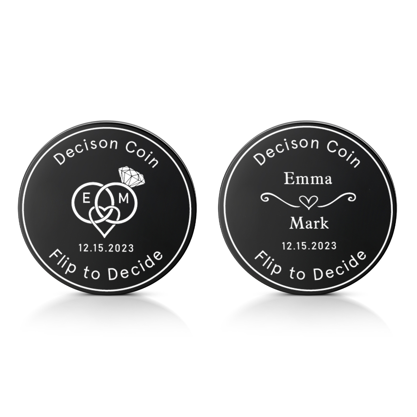 2 PCS Personalized Name Stainless Steel Couple Coin Custom Text And Date Special Gift