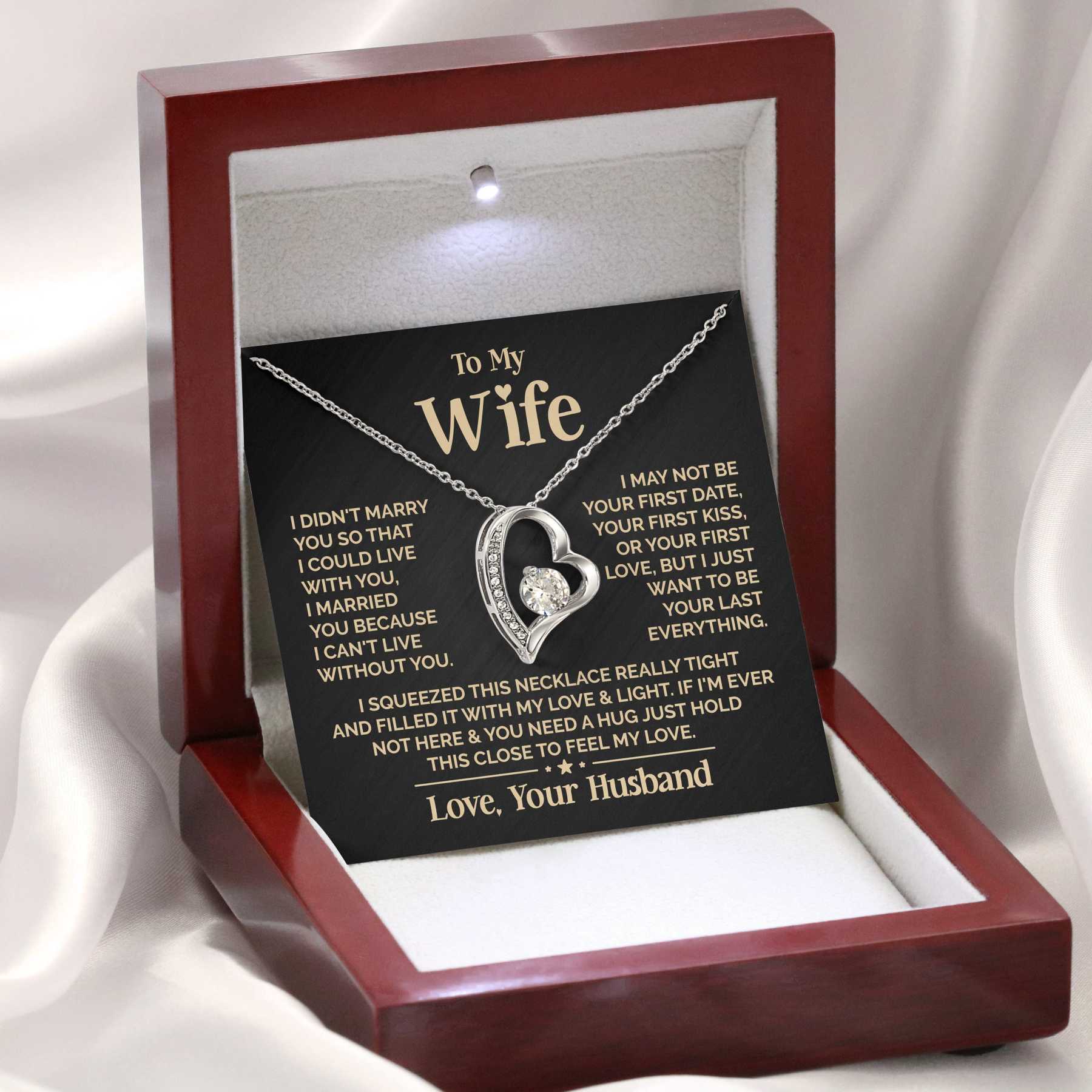 Heart Shaped Women's Necklace with "To My Wife" Message - Valentine’s Day Gifts for Wife | Jessemade