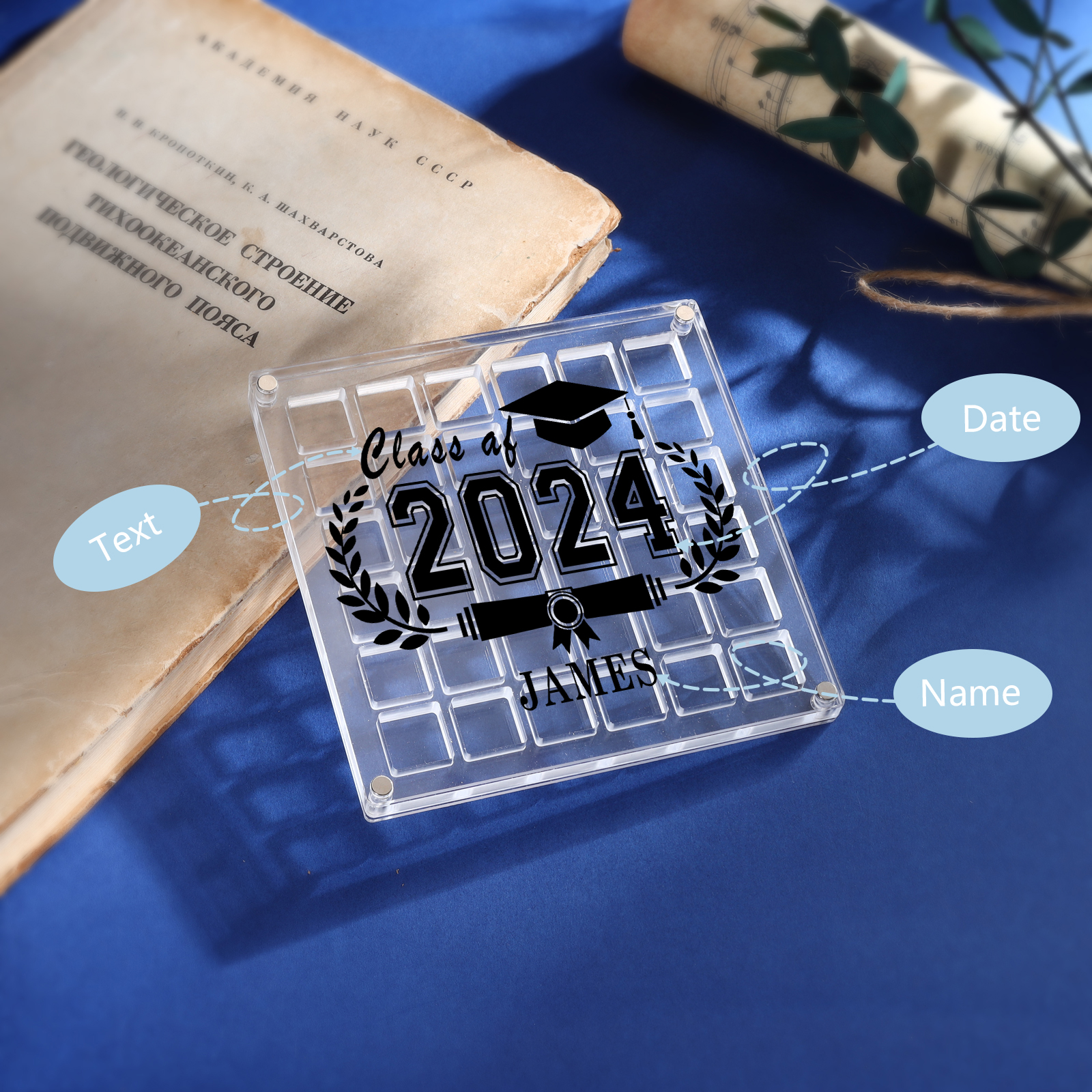 Personalised Acrylic Graduation Gift, Customized Name, Text and Date Acrylic Ornament Gift For Her/Him