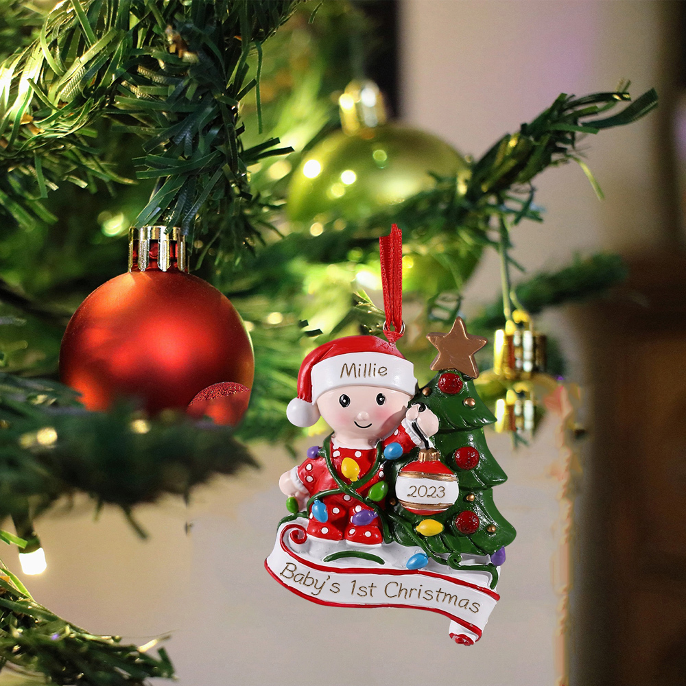Personalised Baby Christmas Xmas Tree Decoration Ornament-Custom Name And Date Hanging Ornament Gifts For Baby's First Christmas