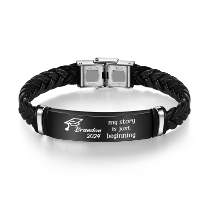 2024 Graduation Gifts - Personalised Year and Name Men's Bracelet, Gift for Him