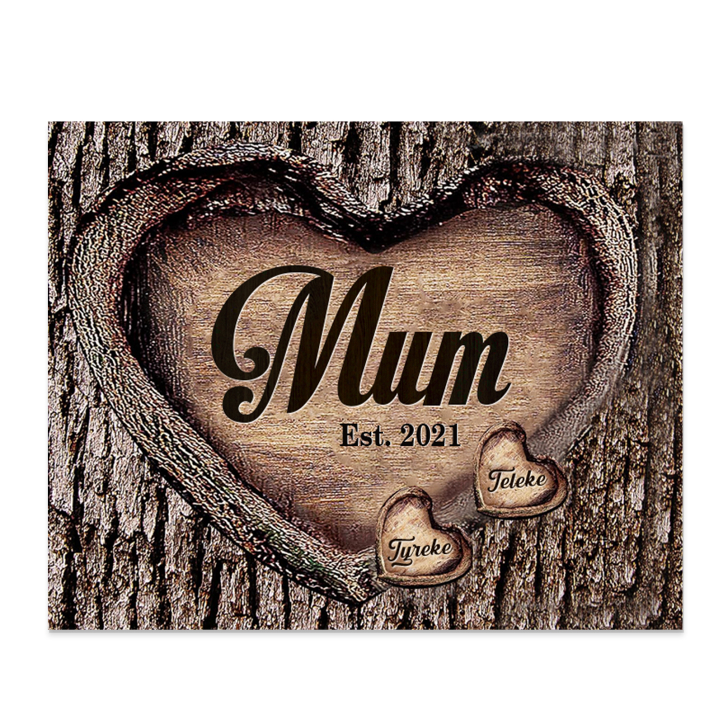 2 Names-Personalised Mum Wooden Ornament Custom Names Home Decoration  - Mother's Day Gift For Mum