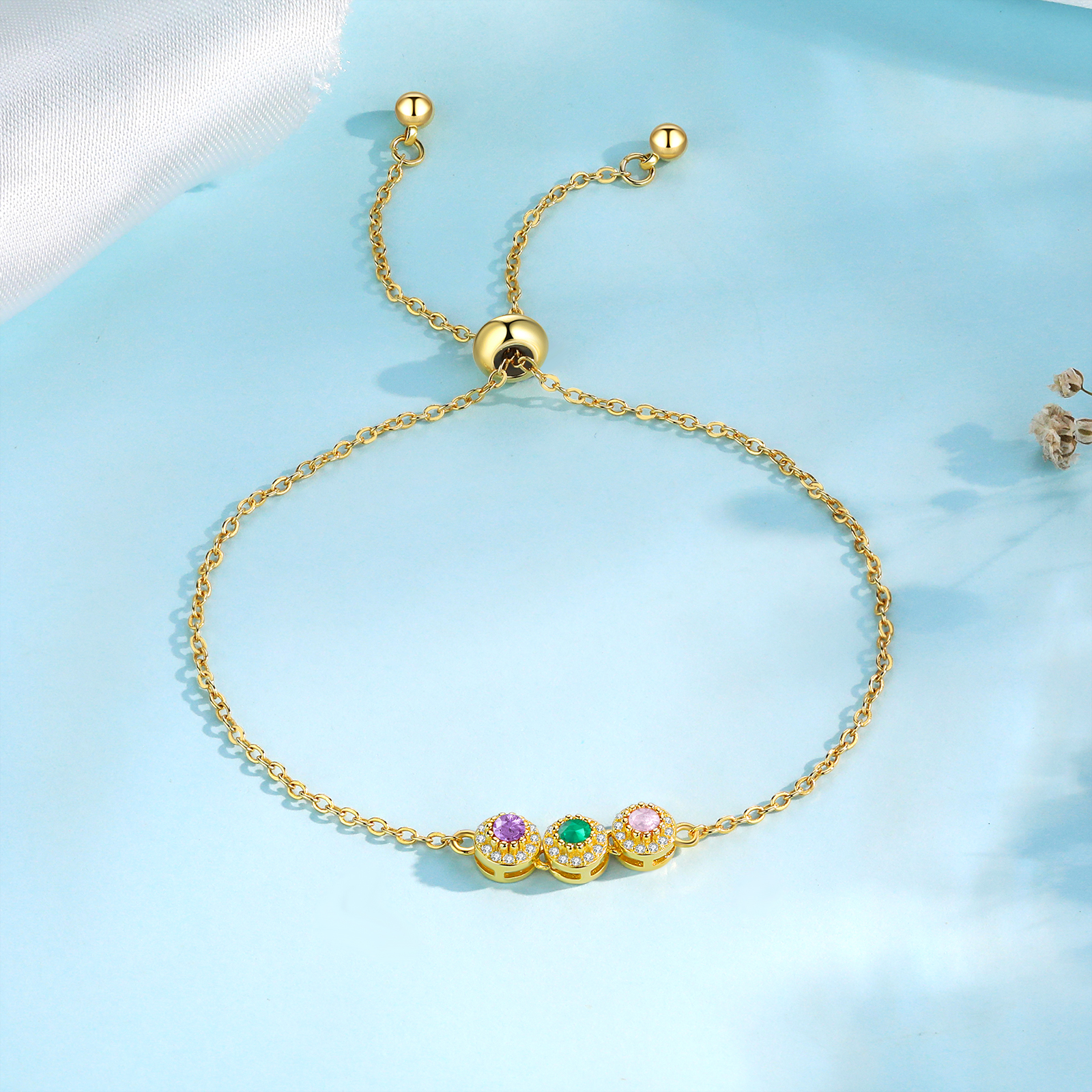 3 Birthstones - Personalised Birthstone Beautiful Bracelet Gift for Her