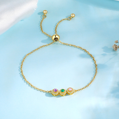 3 Birthstones - Personalised Birthstone Beautiful Bracelet Gift for Her
