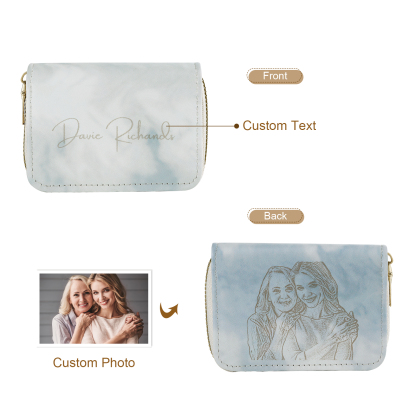 Custom Purse-Personalised Photo & Text PU Leather Women's Zipper Wallet Three Colors Available Gift for Her