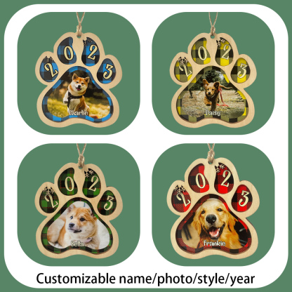 Personalised Pet Gift Custom Wooden Paw Ornament Christmas Gift For Family