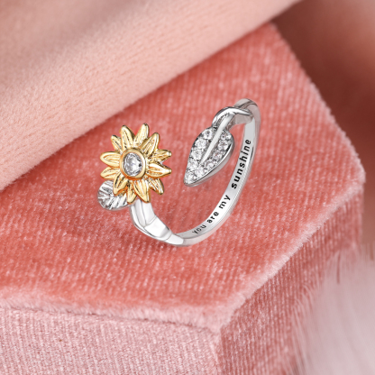 You are My Sunshine Sunflower Heart Ring