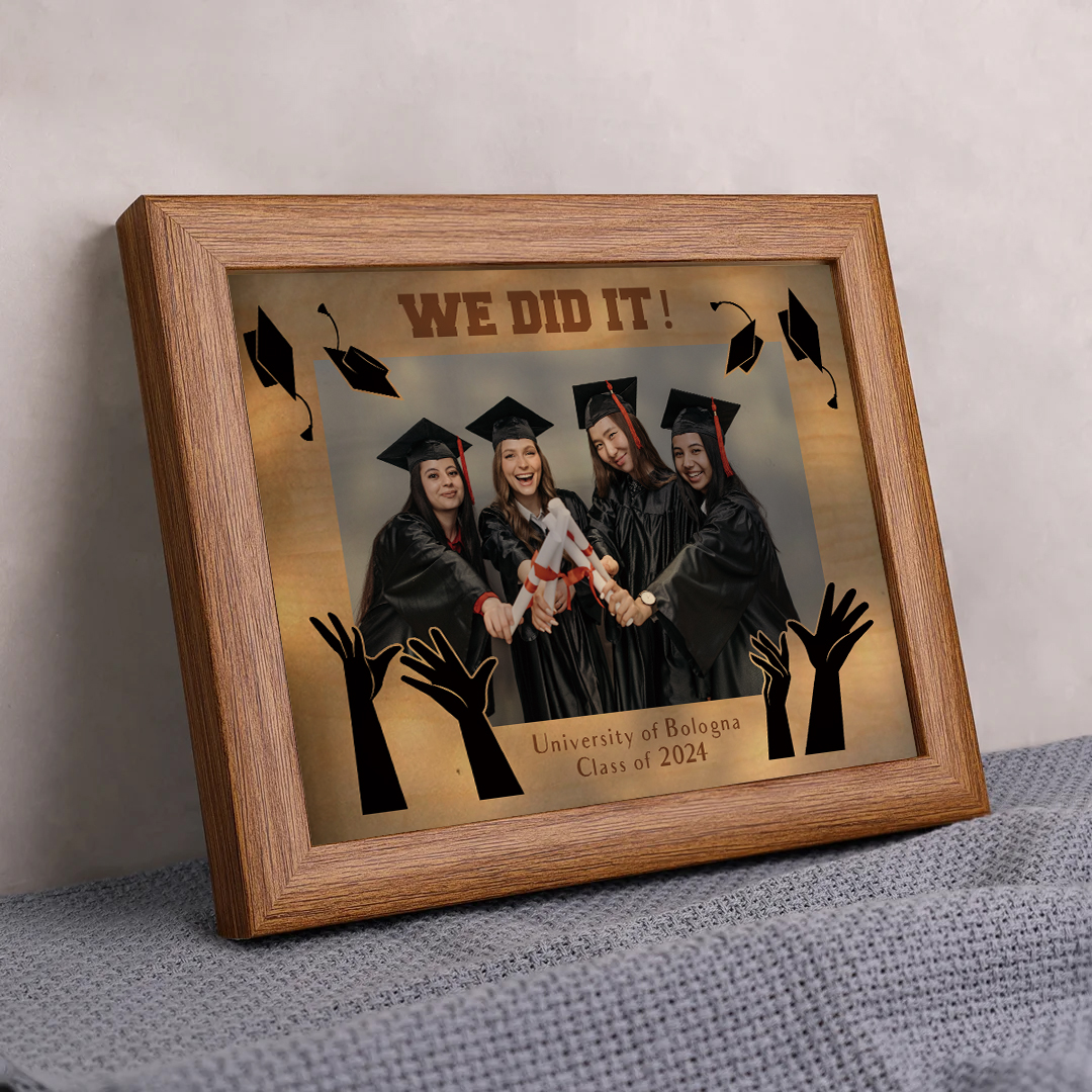 2024 Graduation Gift - Personalised Year & Photo & Text Wood Frame Night Light LED Night Light Gift for Her/Him