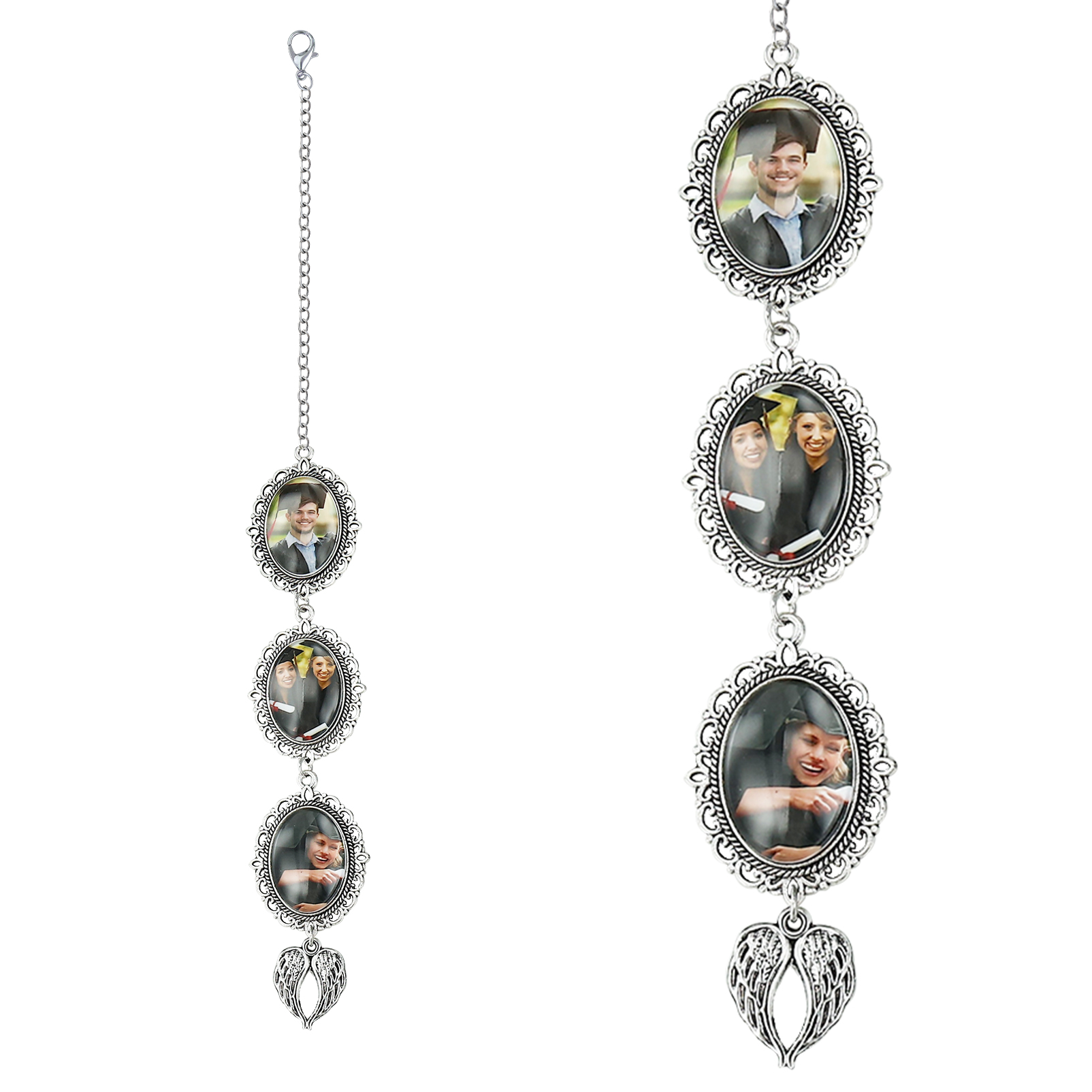 Personalised Custom 3 Photo Angel Wings Pendant, a Special Graduation Gift for Him