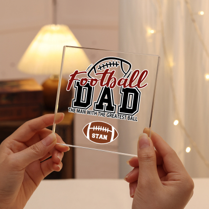 1 Name - Personalised Football Acrylic Keepsake Customized Name Acrylic Plaque Decoration Father's Day Gift for Dad