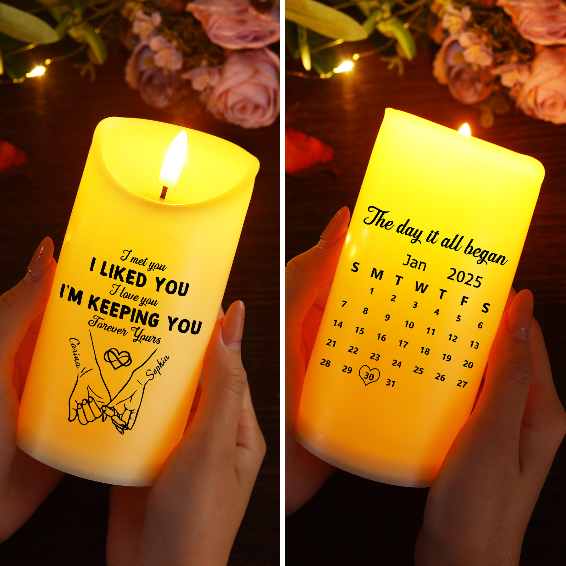 Personalised Couple LED Candle with 2 Names