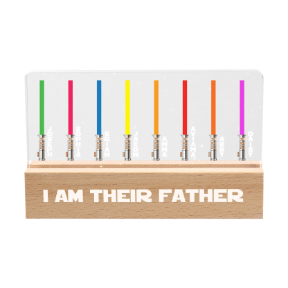 Personalised Star Wars Logo Father's Day Gift - I'm Their Dad - Table Lamp with 8 Names