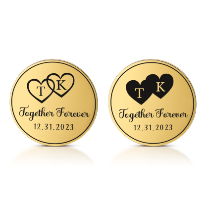 2 PCS Personalized Letter Stainless Steel Couple Coin Custom Anniversary Special Gift