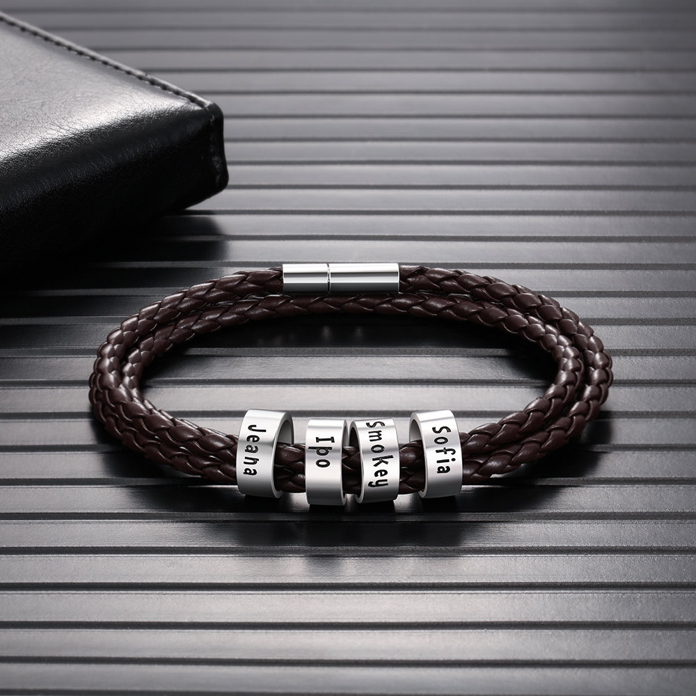 Custom 4 Beads Men's Bracelet For Him Best Gift For Dad