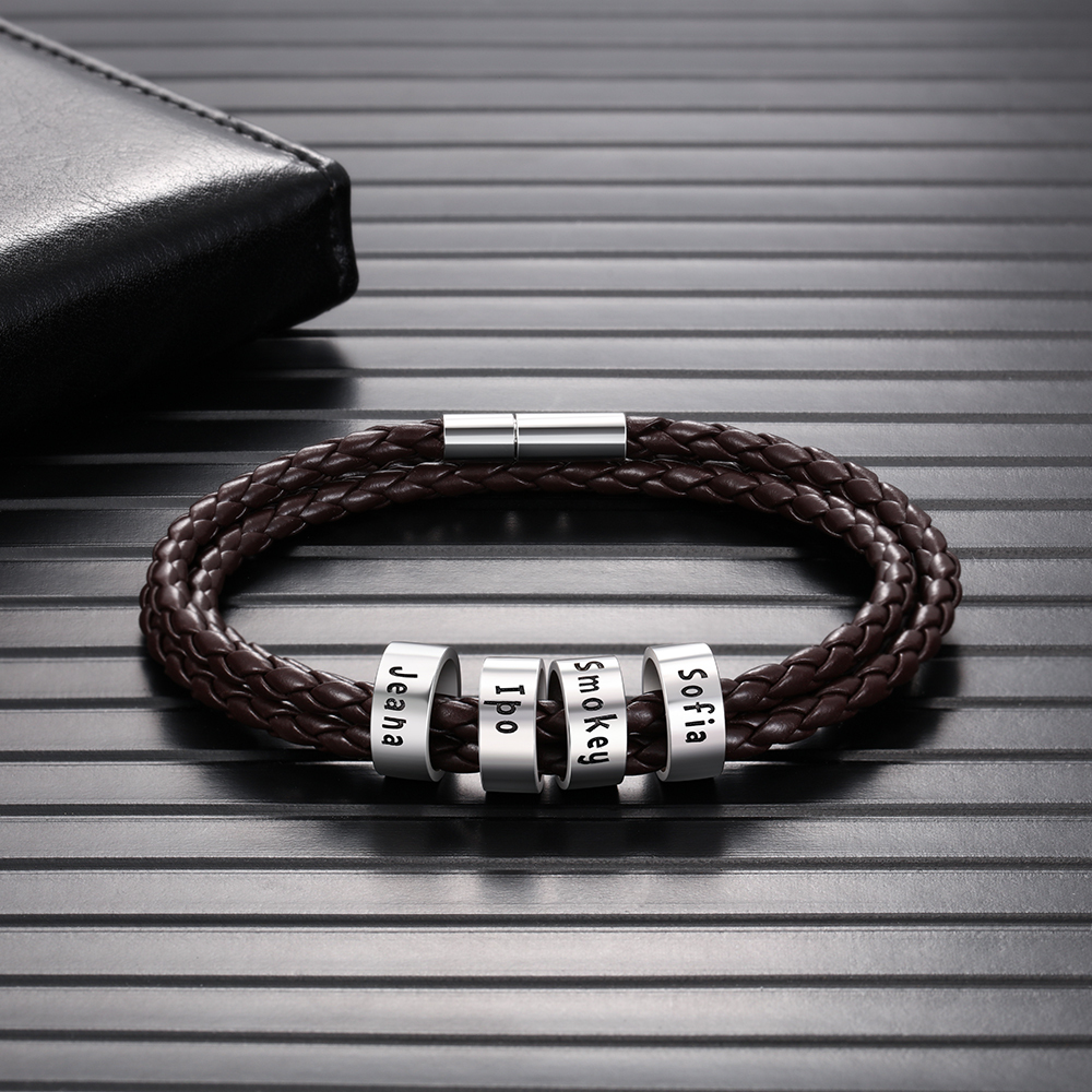 Custom 4 Beads Men's Bracelet For Him Best Gift For Dad