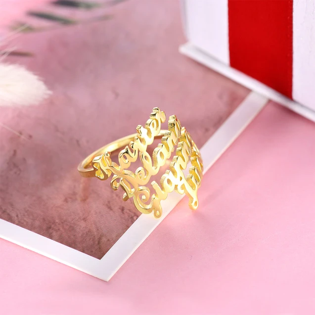 Personalised Name Ring Custom 4 Names Ring Gifts for Women