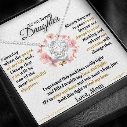 To My Daughter Love Knot Necklace "Never forget that I love you“ Inspirational Gifts for Daughter