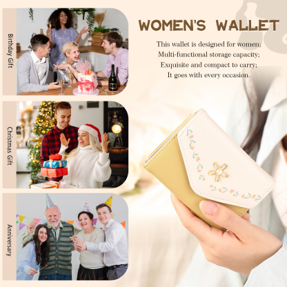 Custom Purse-Women's Personalised Photo PU Leather Flower Folding Wallet for Her