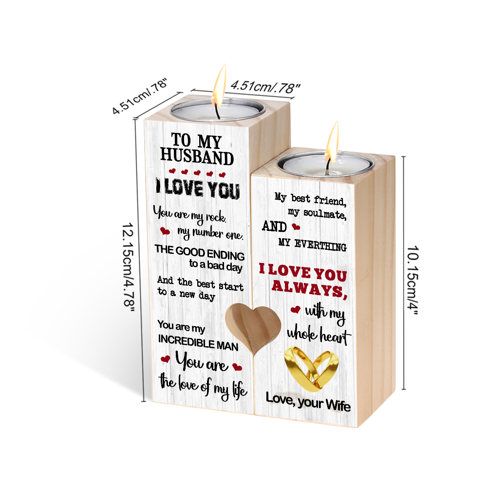 To My Husband Couple Candle Holder "You are my incredible man" Candlesticks