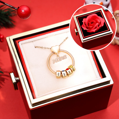 Personalised Nana Circle Necklace with Birthstones and Names