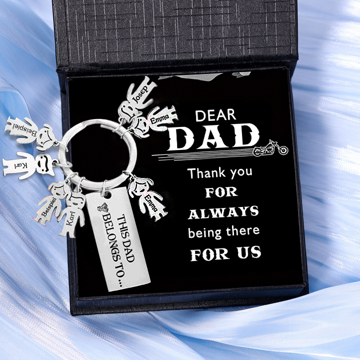 Personalised 1-7 Children's Name Keyring Gift Box Gift Card Set for Dad