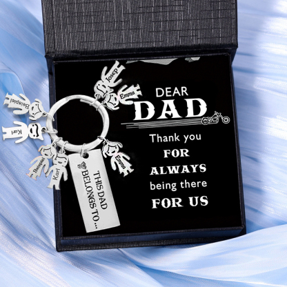Personalised 1-7 Children's Name Keyring Gift Box Gift Card Set for Dad