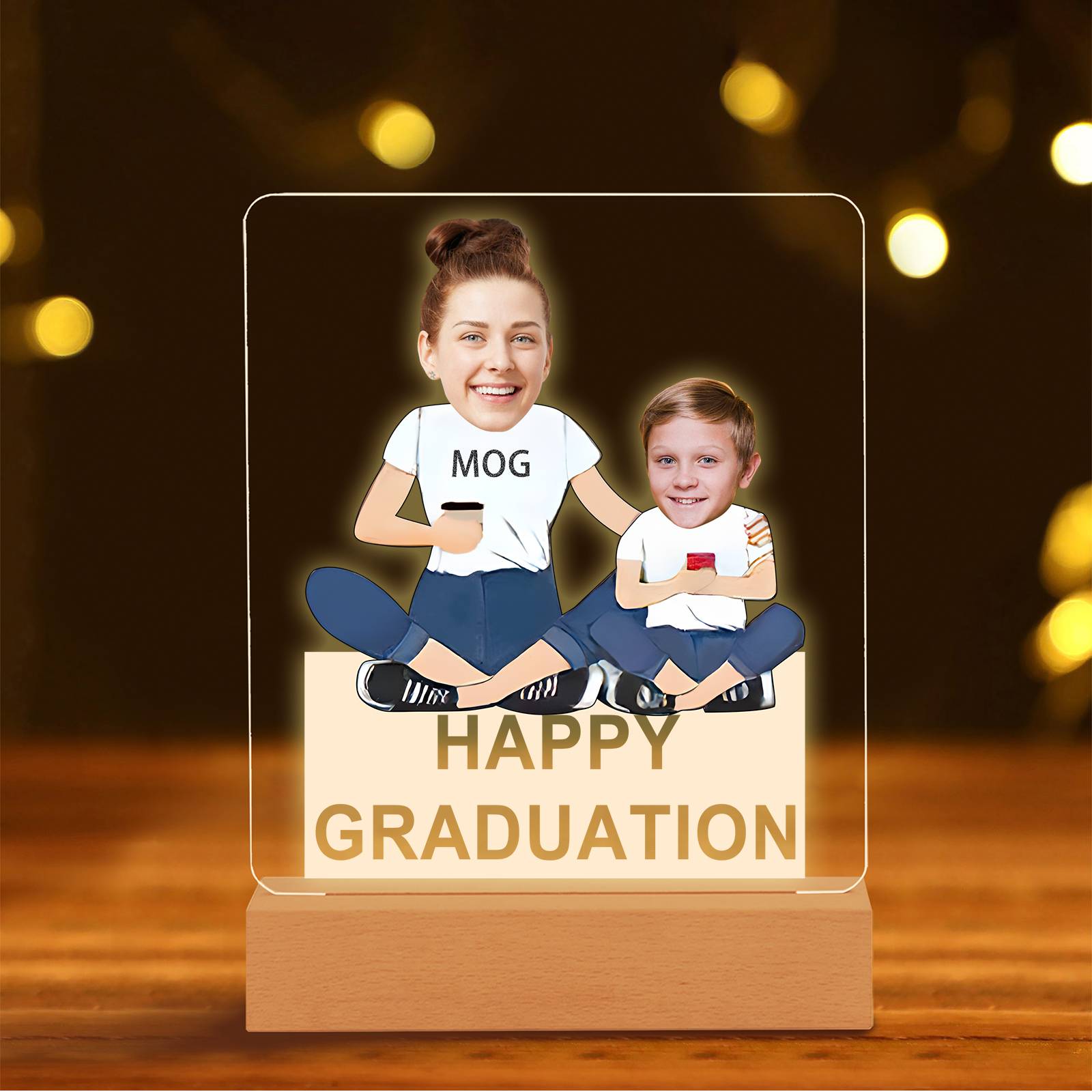 2024 Graduation Gifts - Personalised Photo Family Night Light Custom Text LED Light Graduation Gift for Son/Daughter