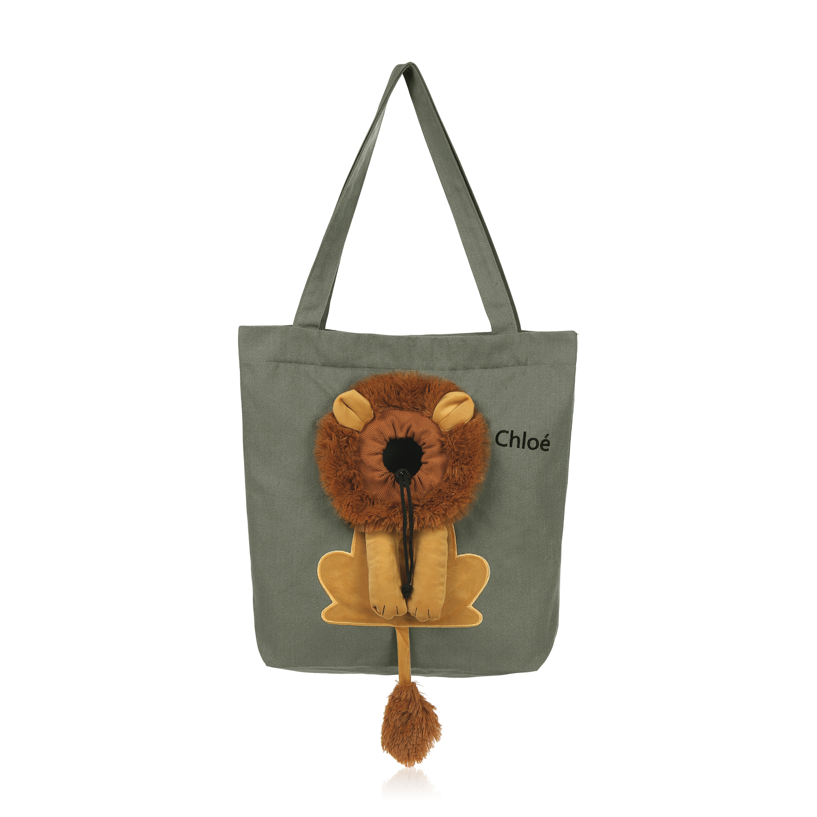 Personalised Name Cat Carrier Bag Cute Lion-Shaped Cat Carrying Bag Large Capacity Cat Canvas Tote Bag For Small Animals Dogs Cats