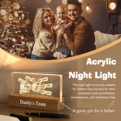 7 Names - Personalised Fist Bump Pattern Table Lamp Customized Text Father's Day Gift for Dad