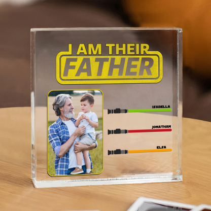 3 Names - Personalised Custom Name & Photo Acrylic Ornament - I AM THEIR FATHER- Father's Day Gift for Dad