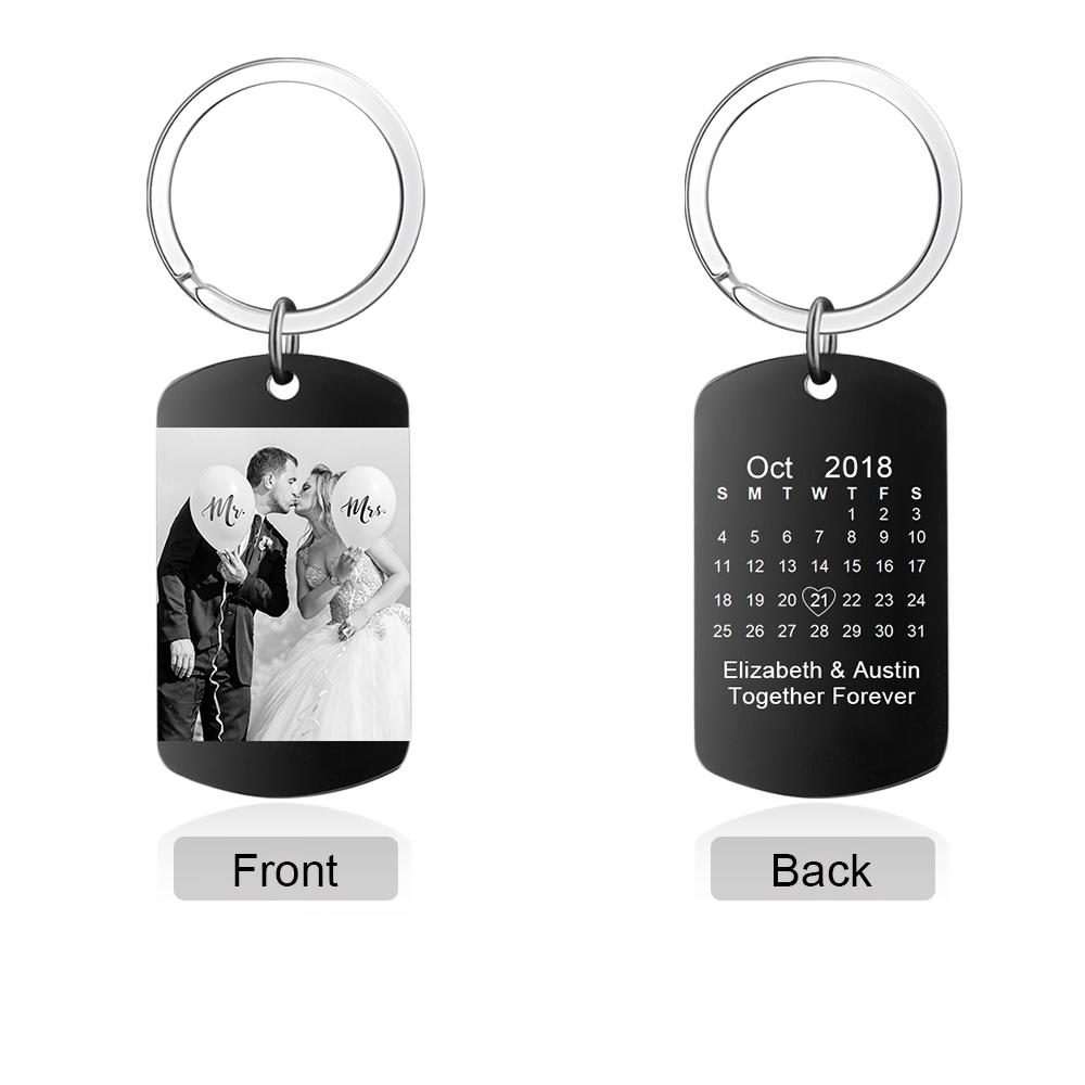 Personalised Calendar Keyring Engraved Photo Keyring Gifts For Him