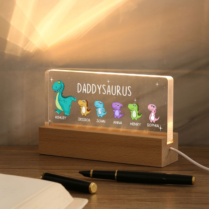 6 Names - Personalised Cute Dinosaur Pattern Beautiful Table Lamp Father's Day Gift for Dad