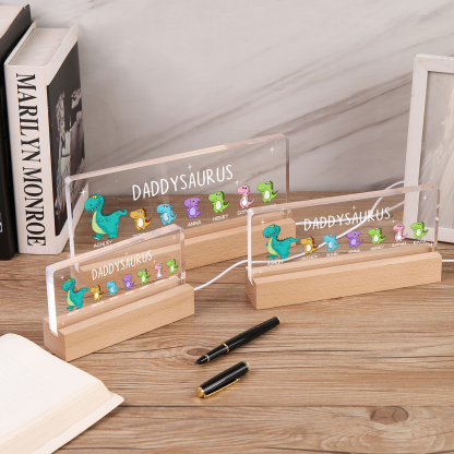7 Names - Personalised Cute Dinosaur Pattern Beautiful Table Lamp Father's Day Gift for Dad