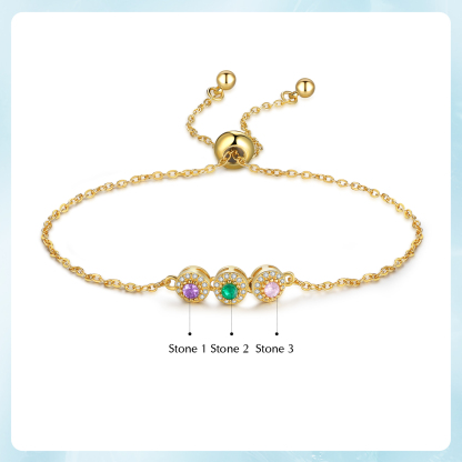 3 Birthstones - Personalised Birthstone Beautiful Bracelet Gift for Her
