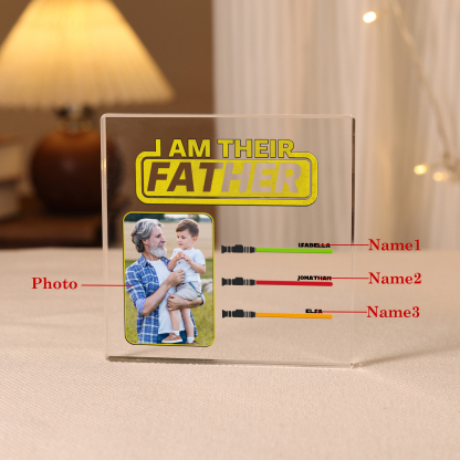 3 Names - Personalised Custom Name & Photo Acrylic Ornament - I AM THEIR FATHER- Father's Day Gift for Dad