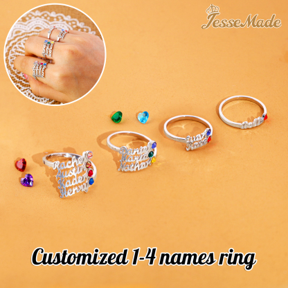 Personalised Birthstone Ring Custom 1 Name Ring Best Gift For Women