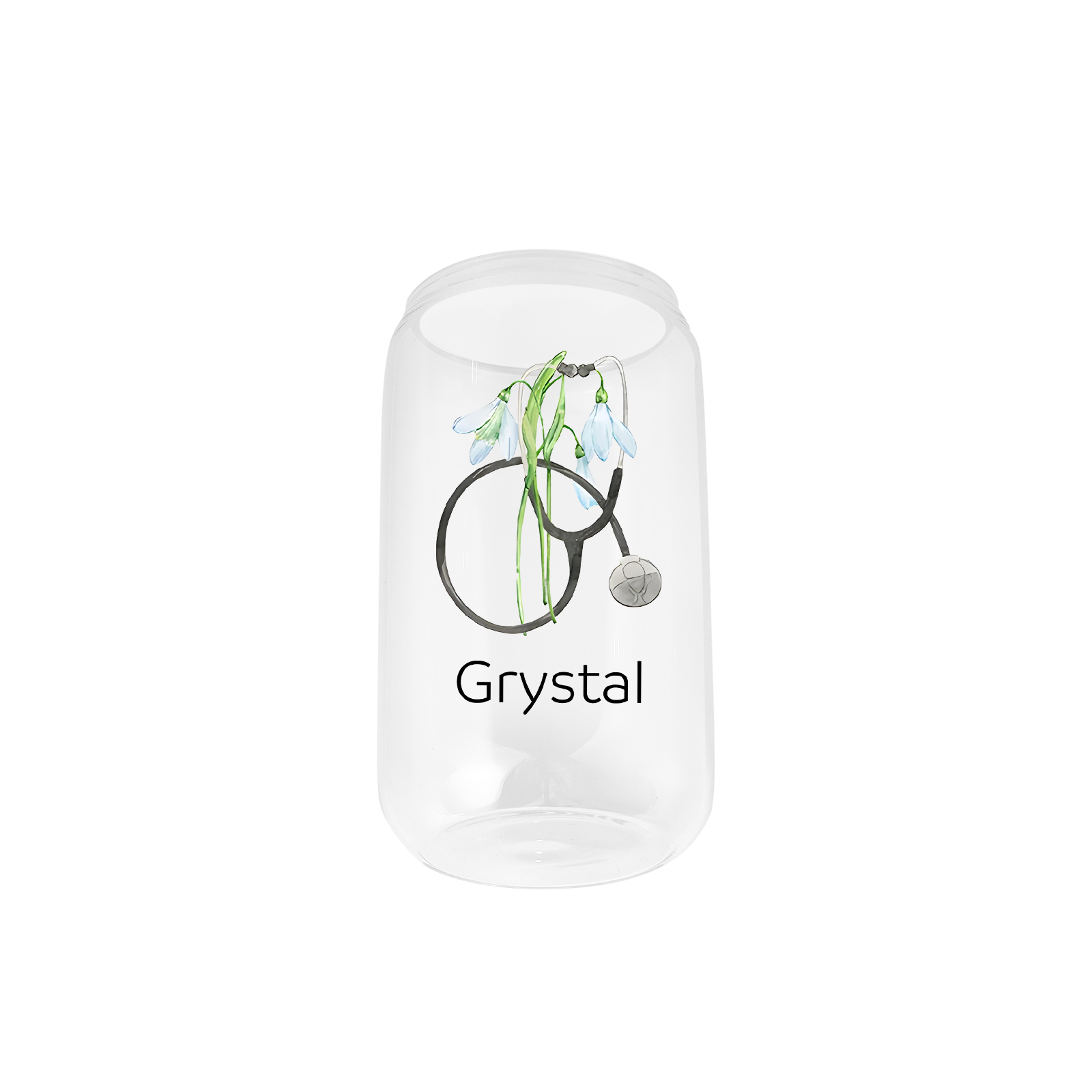 2024 Graduation Gift - Personalised Name and Birth Flower Glass with Glass Straw