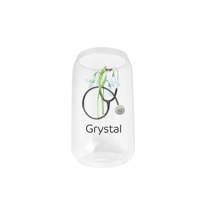 2024 Graduation Gift - Personalised Name and Birth Flower Glass with Glass Straw