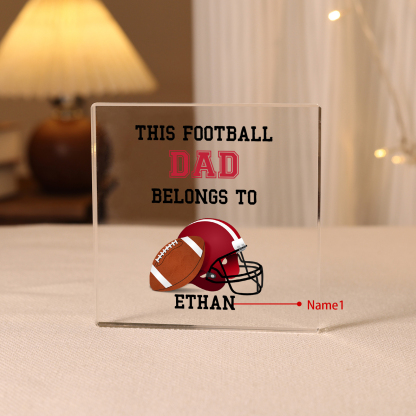 1 Name -Personalised Football Acrylic Keepsake Customized Name Acrylic Plaque Ornament Father's Day Gift for Dad