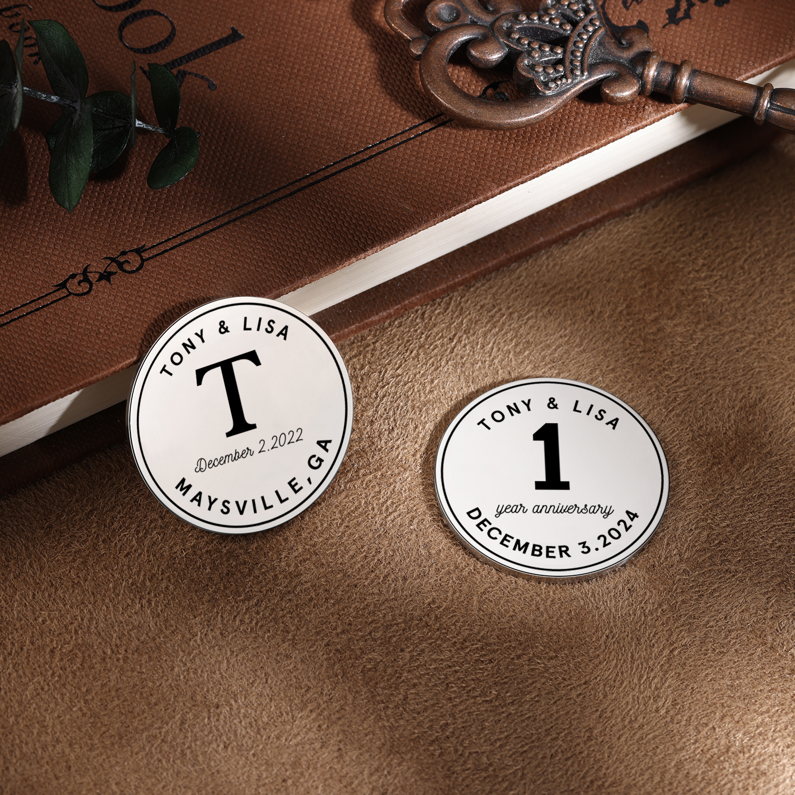 2 PCS Personalized Name Stainless Steel Commemorative Coin Custom Anniversary Special Gift