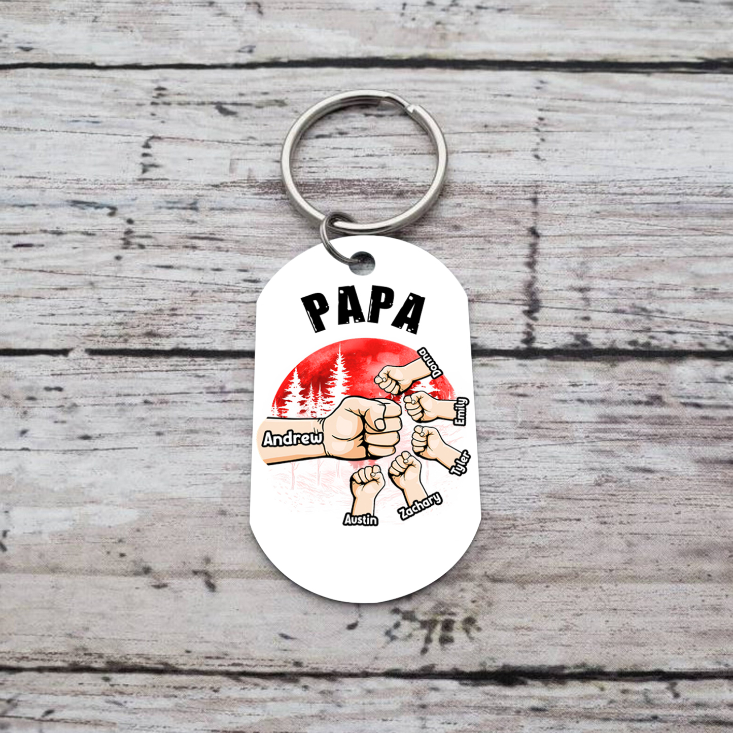 6 Names - Personalised Custom Fist Bump Keyring Mangrove Style Keyring Gift for Dad