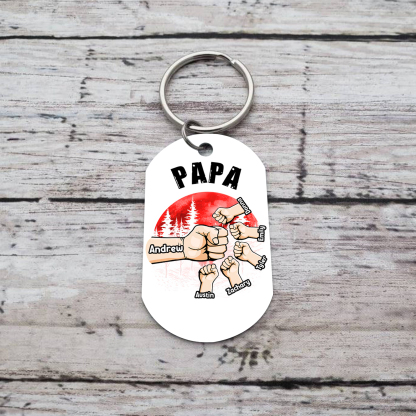 6 Names - Personalised Custom Fist Bump Keyring Mangrove Style Keyring Gift for Dad