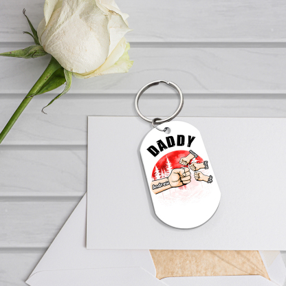 4 Names - Personalised Custom Fist Bump Keyring Mangrove Style Keyring Gift for Dad